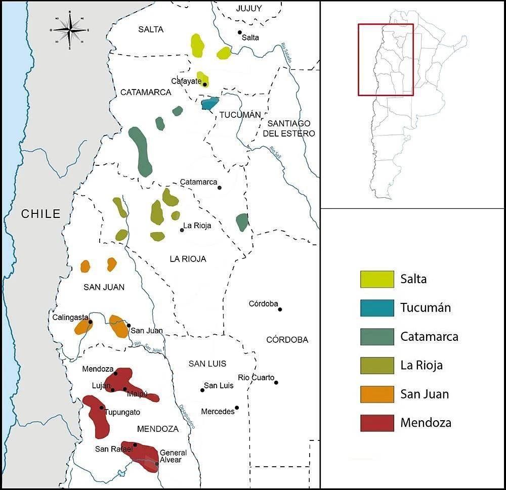 Argentína fő borvidékei